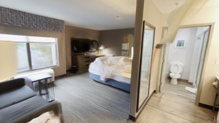 Target-aligned AnySplat prediction of the hotel room